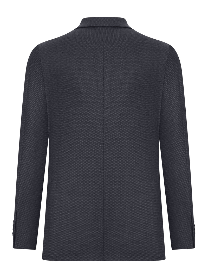 TEXTURED FABRIC BLAZER JACKET WITH TWO BUTTONS