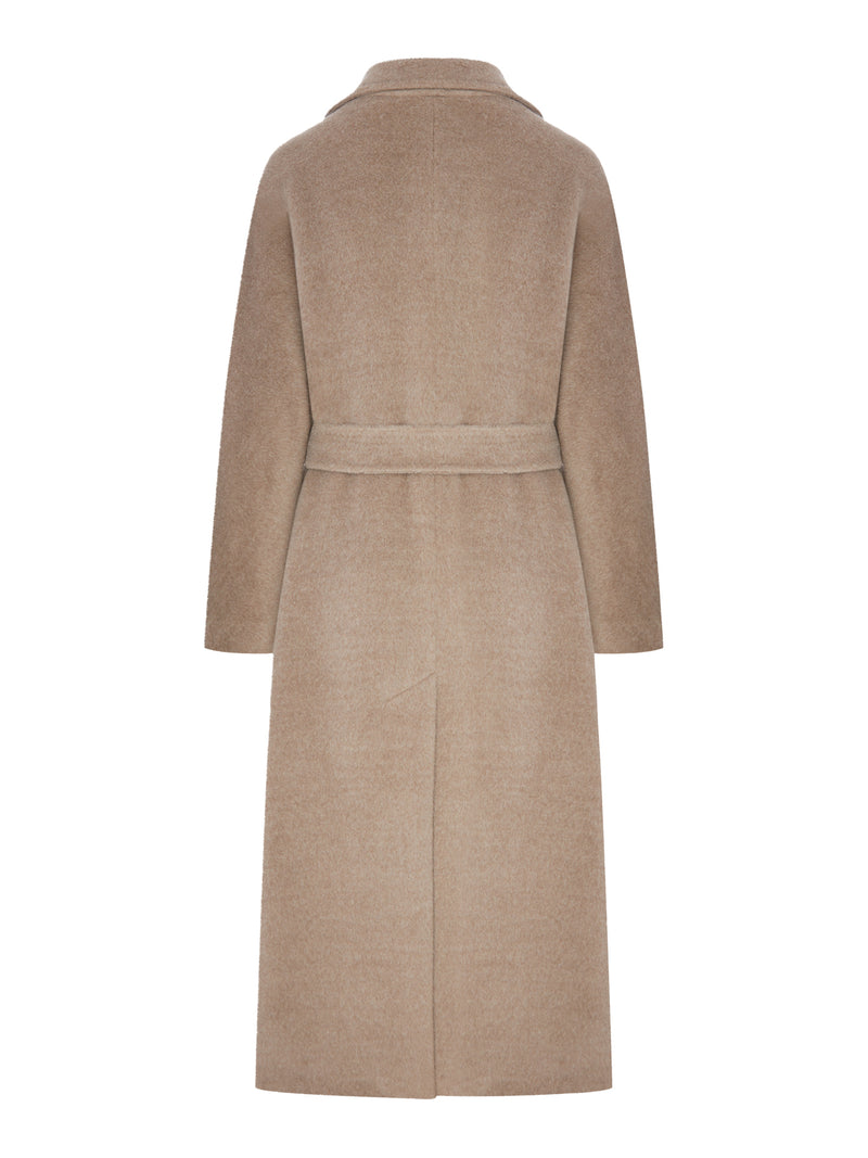 LONG BEIGE BELTED COAT