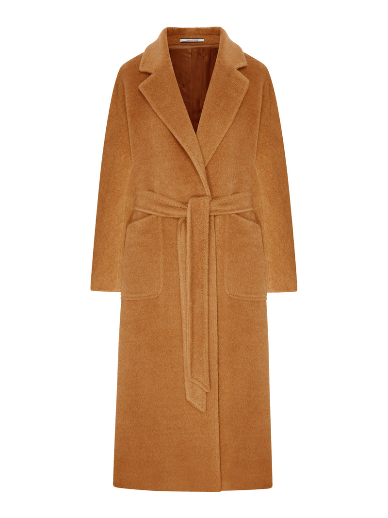 LONG CAMEL BELTED COAT