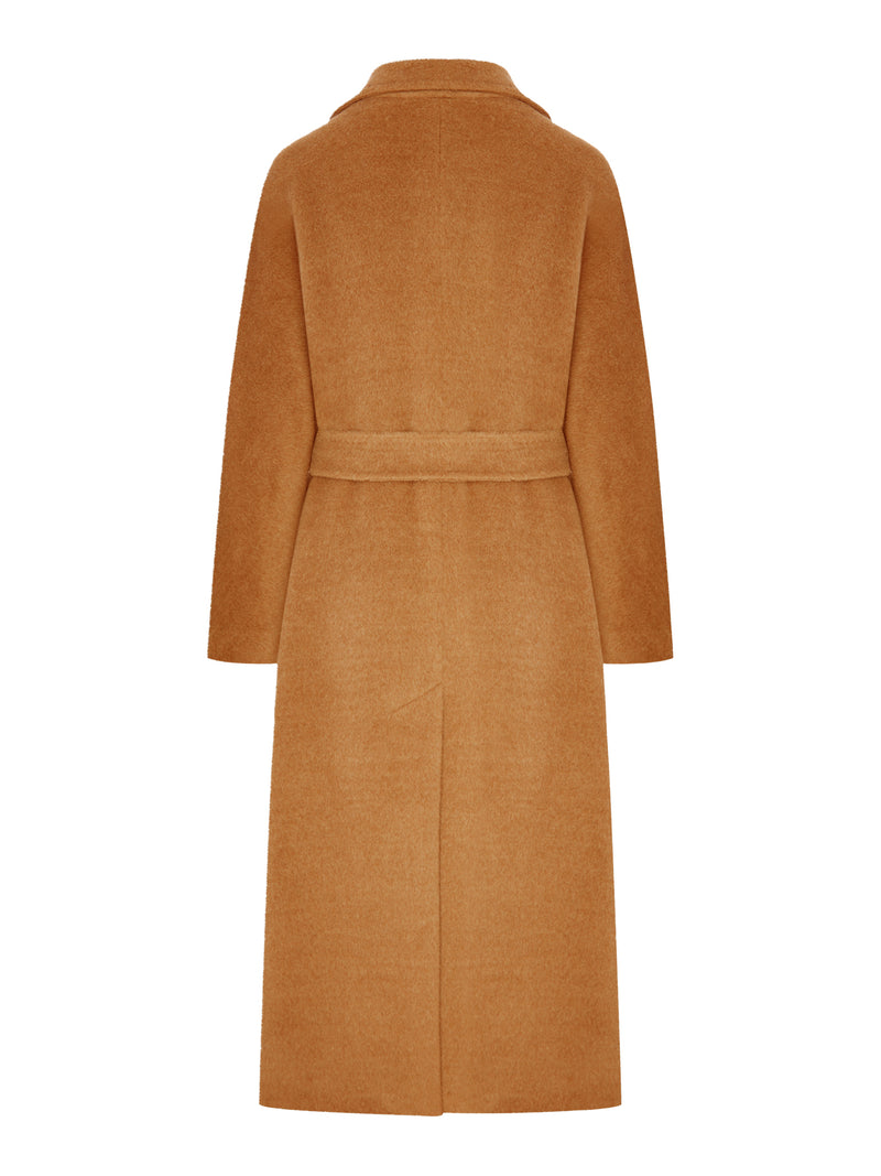 LONG CAMEL BELTED COAT