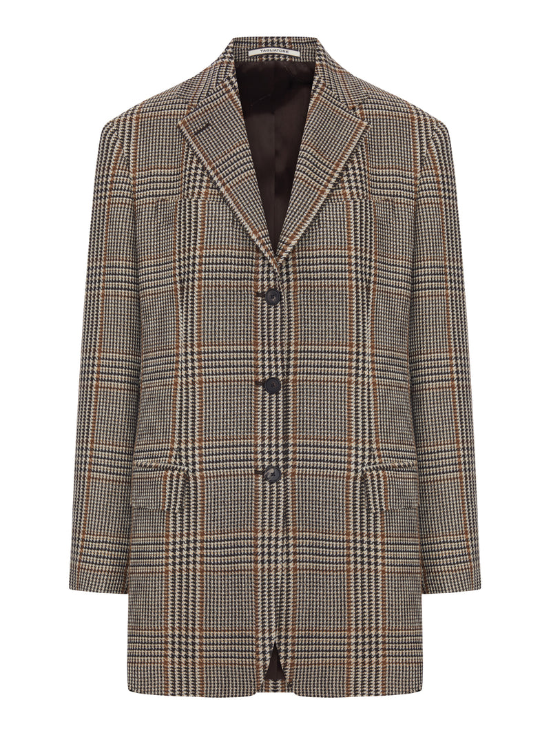CHECKED WOOL BLEND BLAZER JACKET WITH THREE BUTTONS