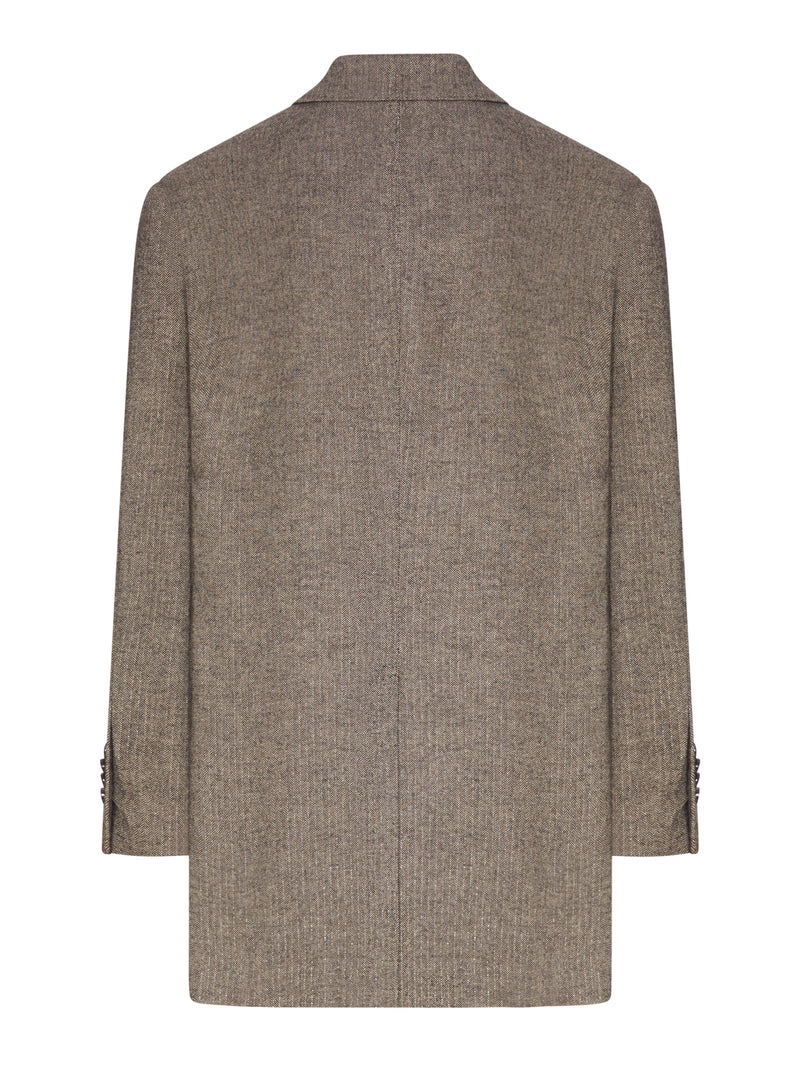 SINGLE-BREASTED HERRINGBONE BLAZER