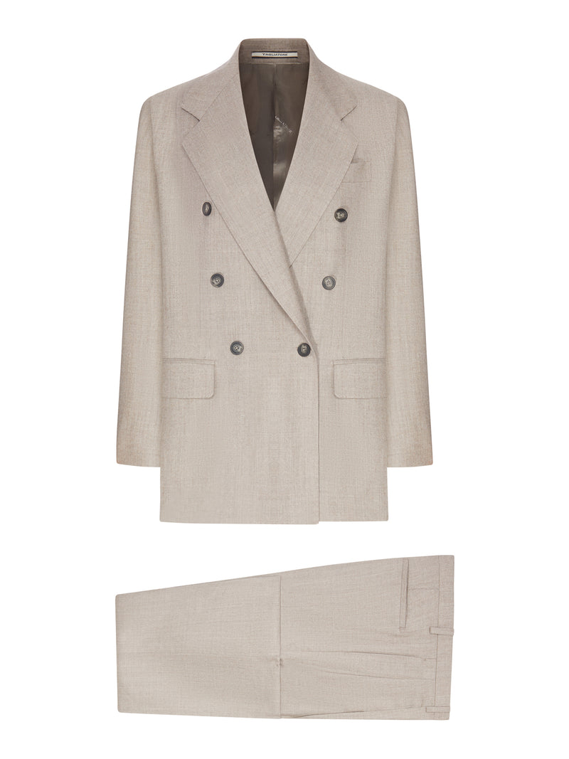 DOUBLE-BREASTED WOOL AND SILK BLEND SUIT