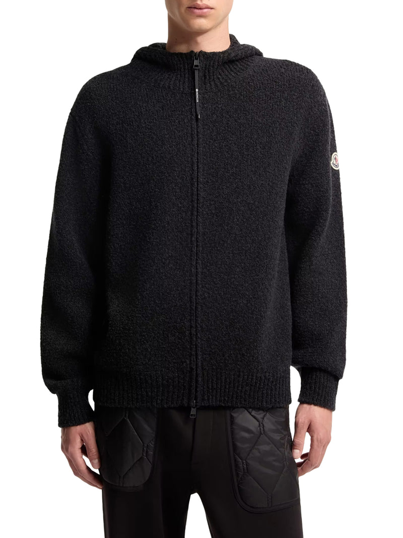BOUCLÉ WOOL-BLEND ZIP-UP HOODIE