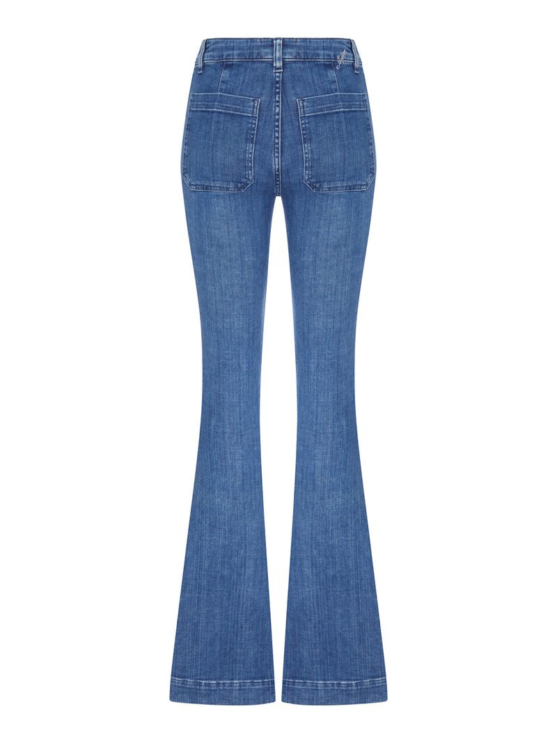 FLARE DENIM JEANS WITH PATCH POCKETS