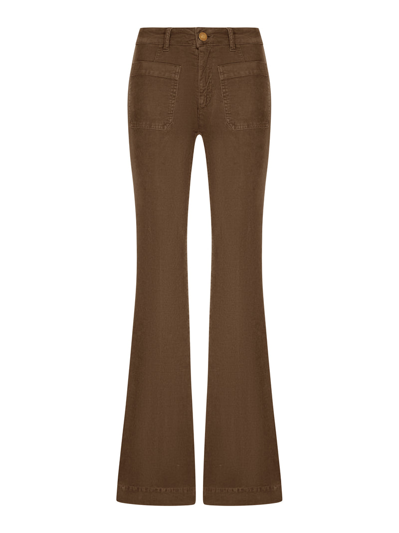 CORDUROY FLARED TROUSERS WITH PATCH POCKETS