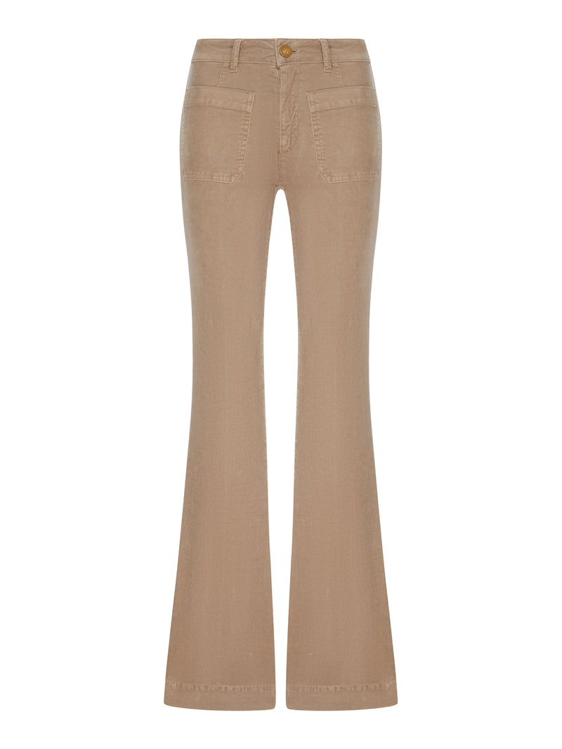 CORDUROY FLARED TROUSERS WITH PATCH POCKETS