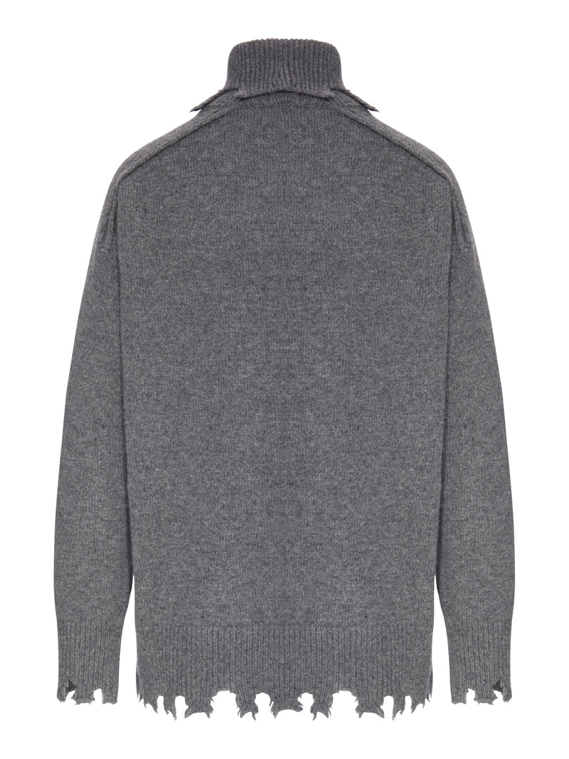 DISTRESSED TURTLENECK SWEATER