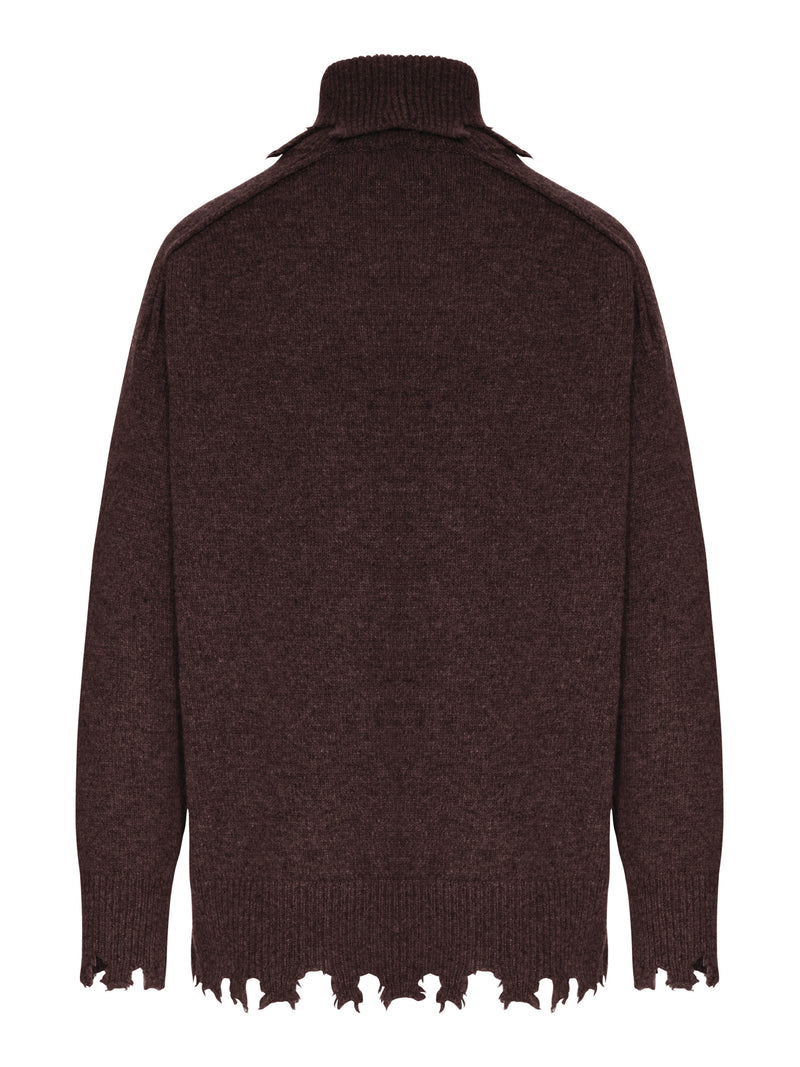 DISTRESSED TURTLENECK SWEATER