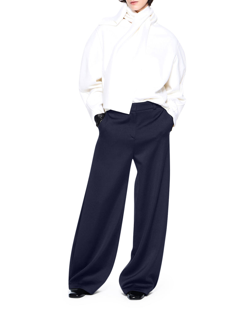 WIDE-LEG WOOL TUXEDO TROUSERS WITHOUT PLEATS