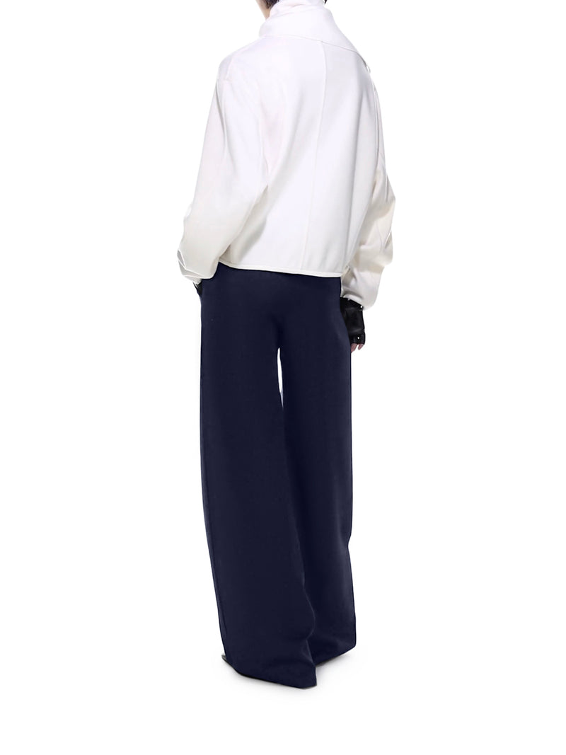 WIDE-LEG WOOL TUXEDO TROUSERS WITHOUT PLEATS