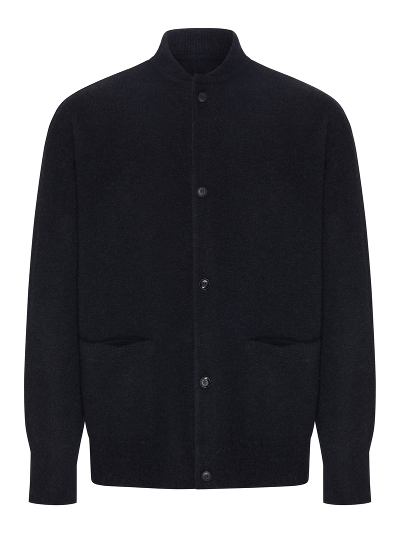 BLACK HIGH-NECK CARDIGAN