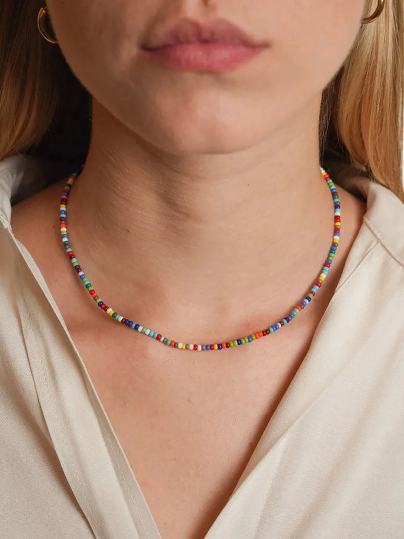 MINI COLORFUL NECKLACES WITH GLASS BEADS