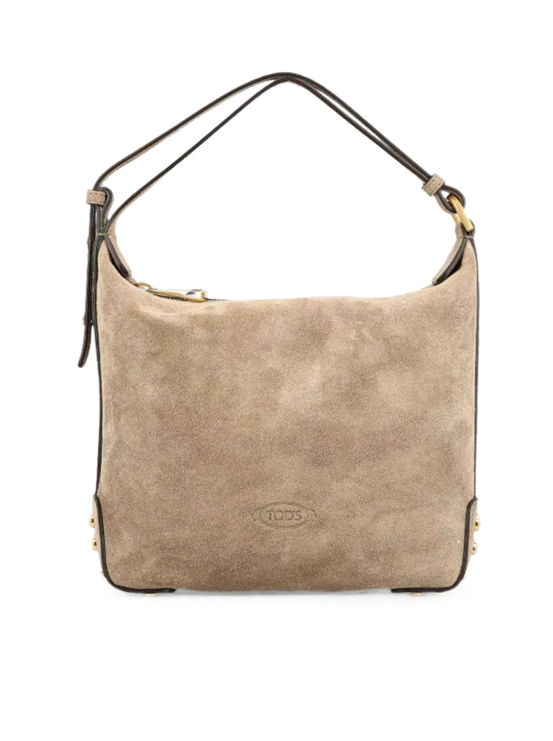 MINI SUEDE SHOULDER BAG WITH METAL DOTS
