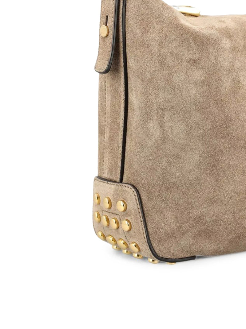 MINI SUEDE SHOULDER BAG WITH METAL DOTS