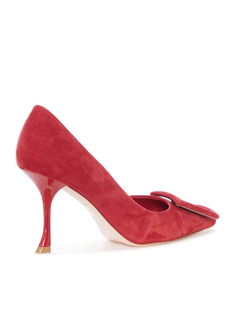 SUEDE PUMPS WITH BOW AND STILETTO HEEL