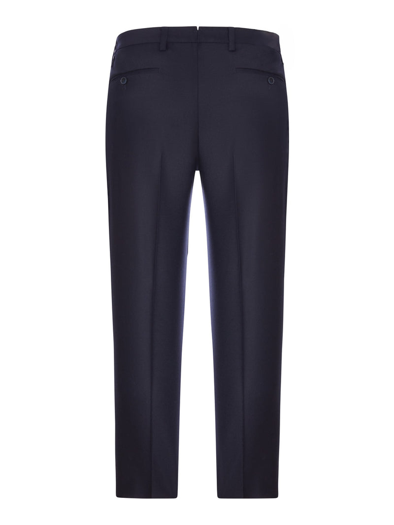 PORTBELLOS-“ZIGNONE” PIECE-DYED PURE WOOL CANVAS TROUSERS