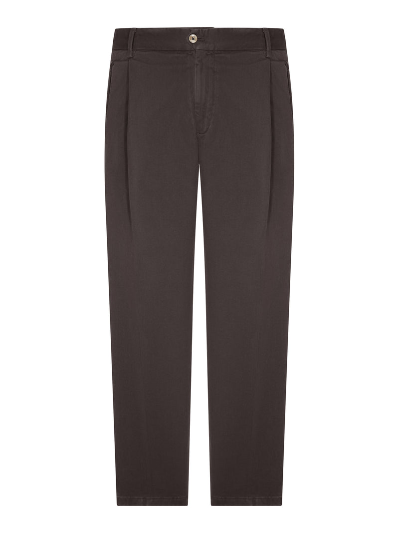 COTTON CHINO TROUSERS WITH PLEATS