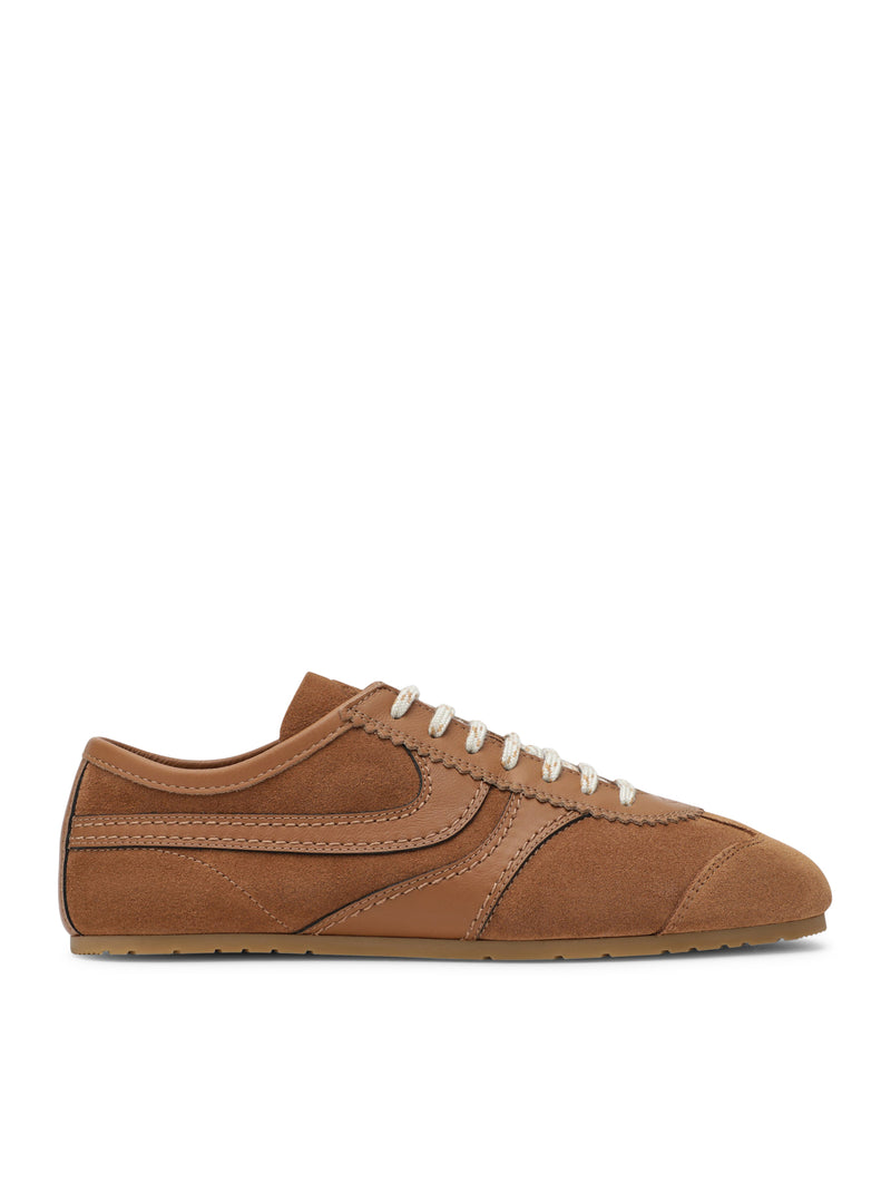 DRIES VAN NOTEN SUEDE AND SMOOTH LEATHER SNEAKERS
