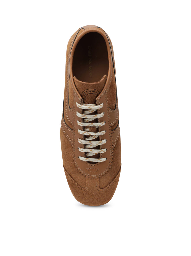 DRIES VAN NOTEN SUEDE AND SMOOTH LEATHER SNEAKERS