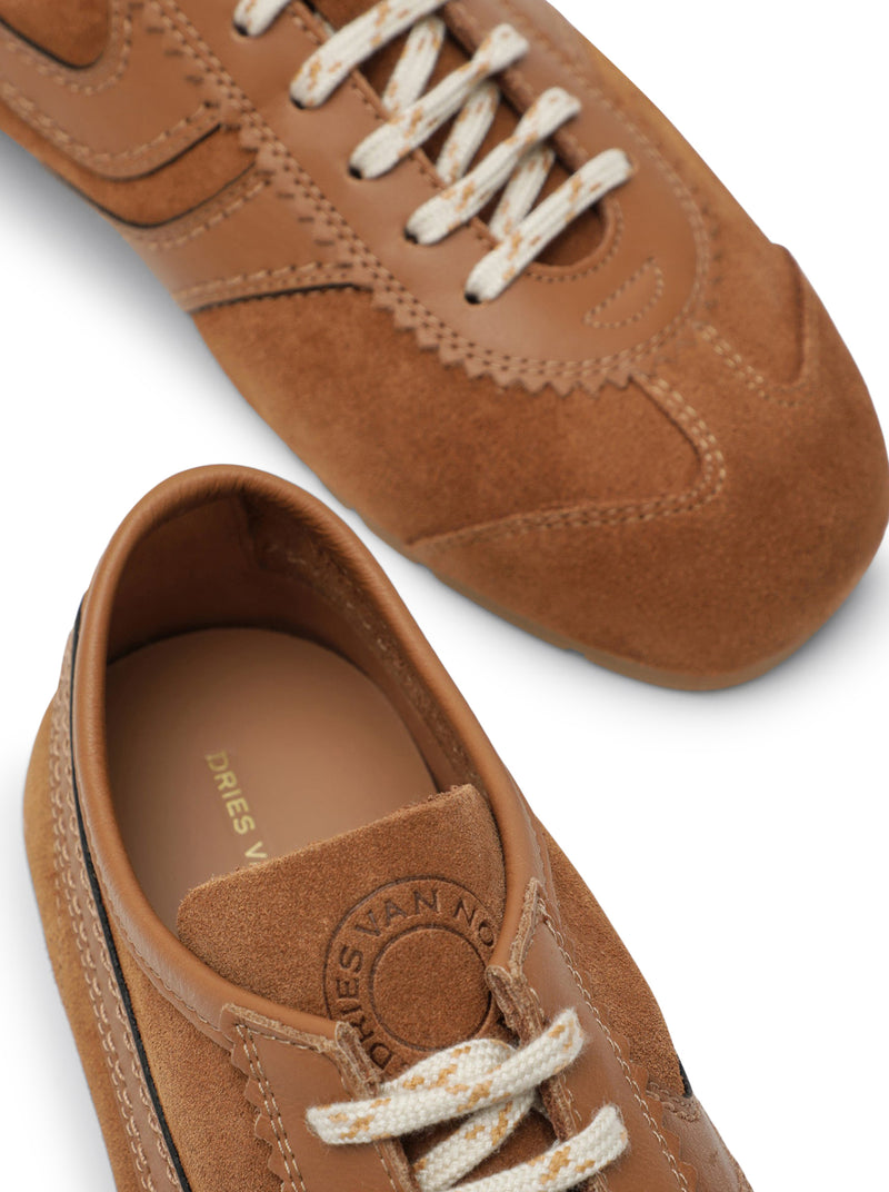DRIES VAN NOTEN SUEDE AND SMOOTH LEATHER SNEAKERS