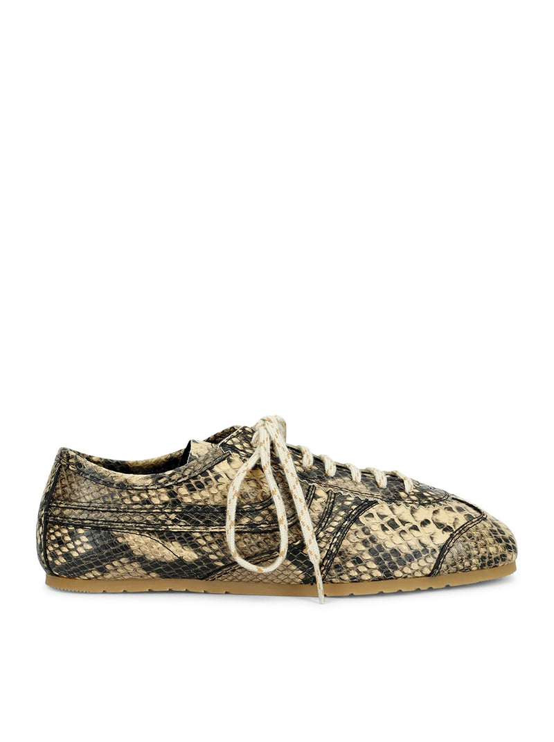 70S-STYLE SNAKESKIN-EFFECT LEATHER SNEAKERS