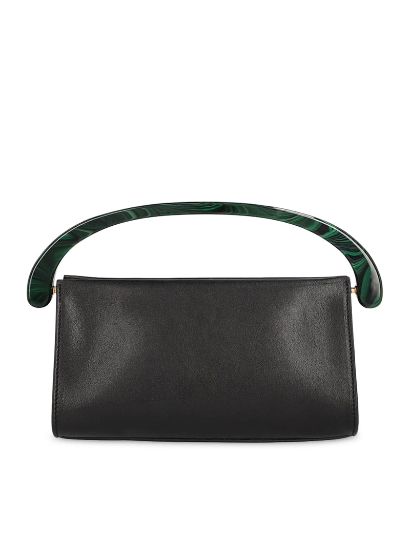 SMALL SMOOTH LEATHER BAG WITH RESIN HANDLE