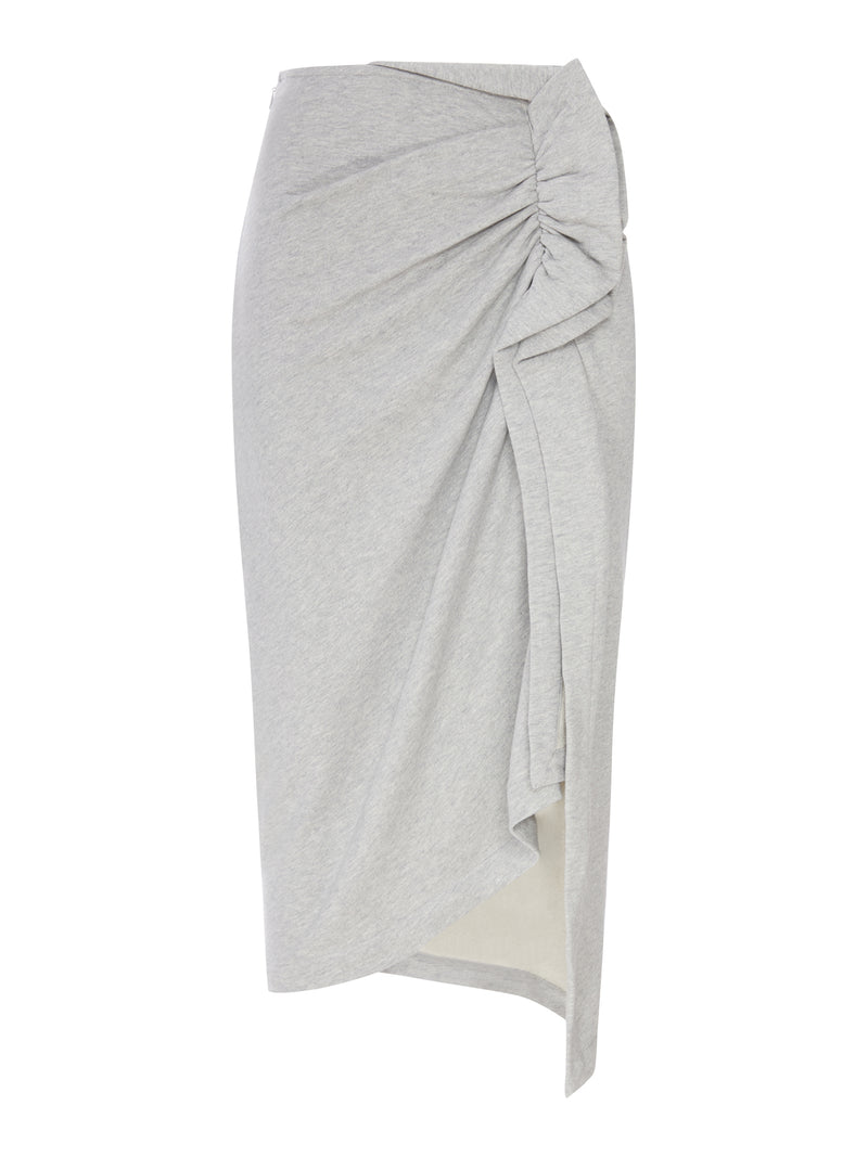 JERSEY MIDI SKIRT WITH SIDE DRAPING