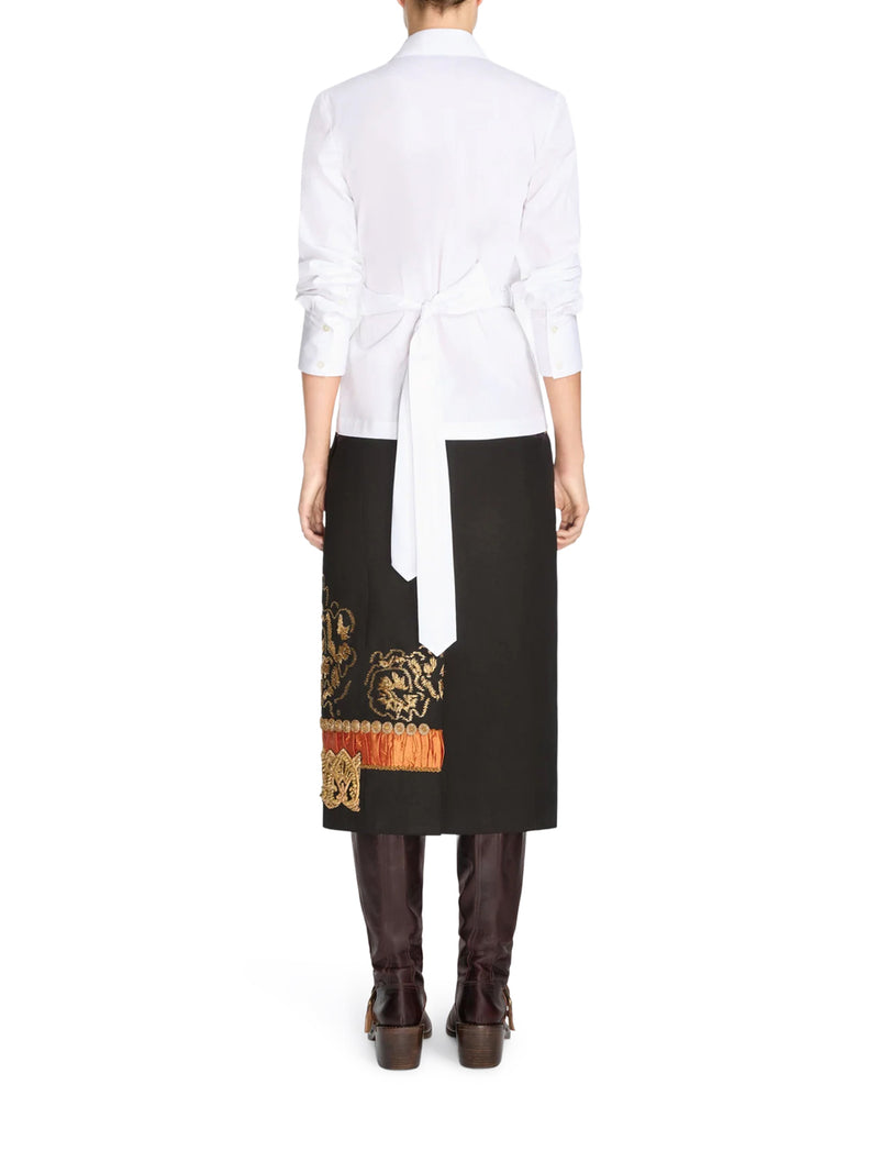 WHITE DRAPED WRAP SHIRT
