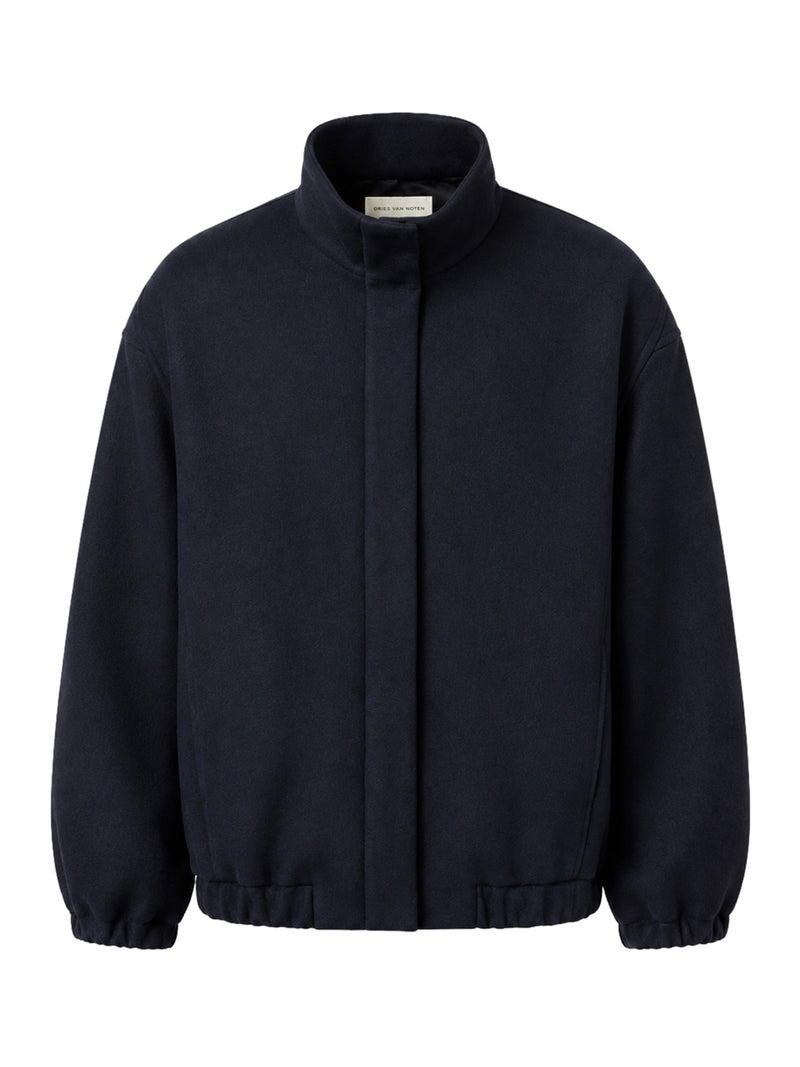 WOOL-BLEND BOMBER JACKET WITH HIGH COLLAR