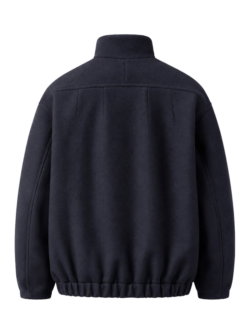 WOOL-BLEND BOMBER JACKET WITH HIGH COLLAR