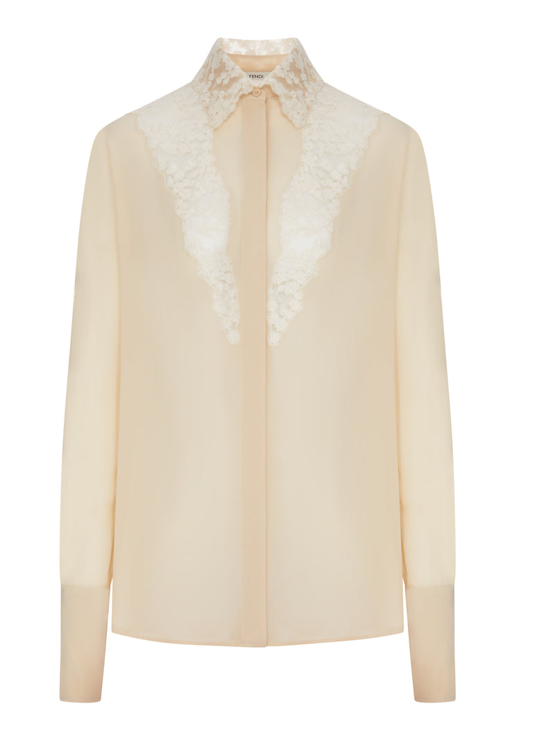 GEORGETTE SHIRT WITH LACE INSERTS
