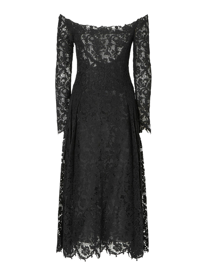 BLACK MACRAME LACE DRESS