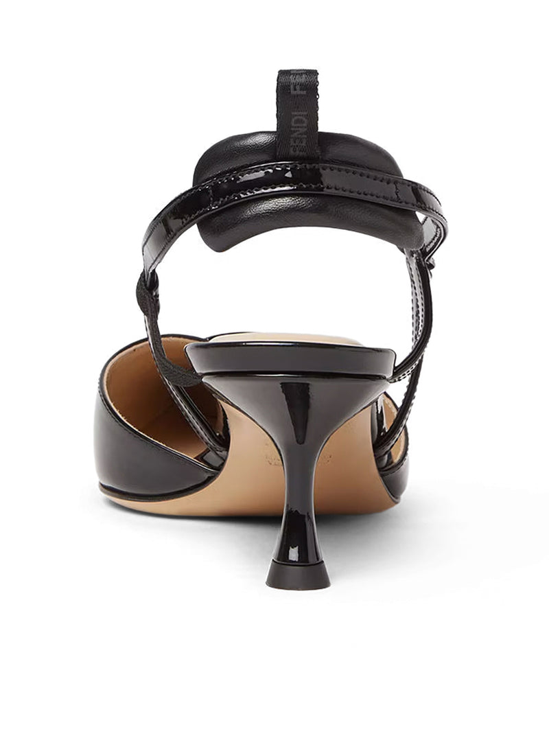 VERY COLIBRÌ SLINGBACK WITH MEDIUM HEEL IN BLACK PATENT LEATHER