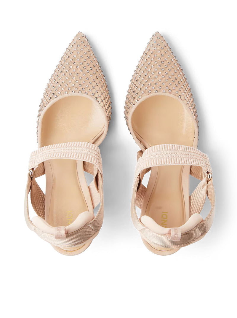 HUMMINGBIRD HIGH-HEELED SLINGBACK IN PINK MESH AND SUEDE