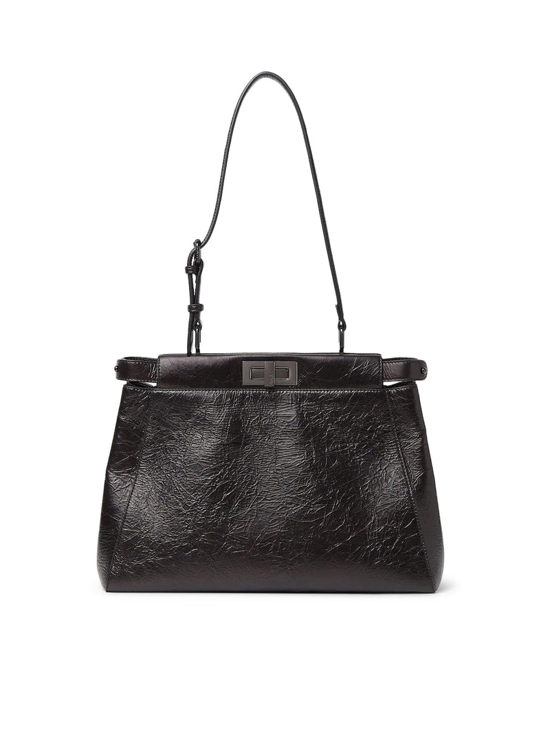 MEDIUM MY PEEKABOO® BAG IN BLACK CRACKLED LEATHER