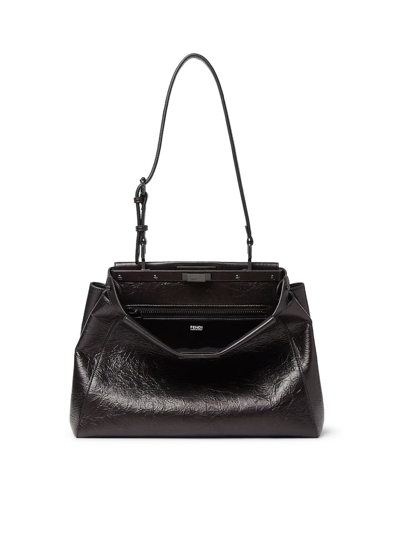 MEDIUM MY PEEKABOO® BAG IN BLACK CRACKLED LEATHER