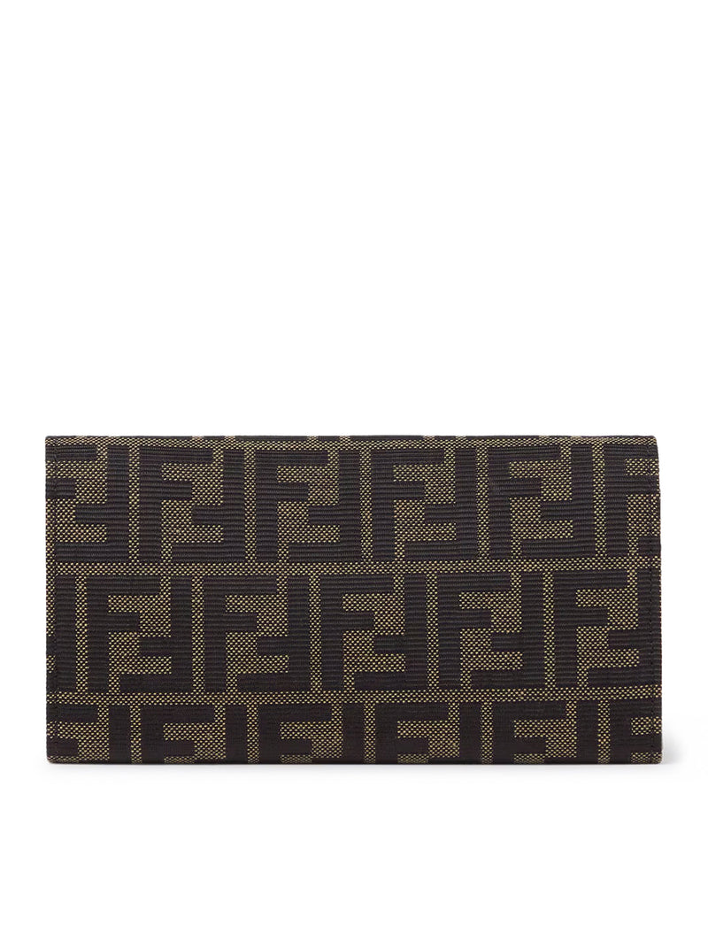 CONTINENTAL WALLET IN JACQUARD FF ZUCCA AND BROWN LEATHER
