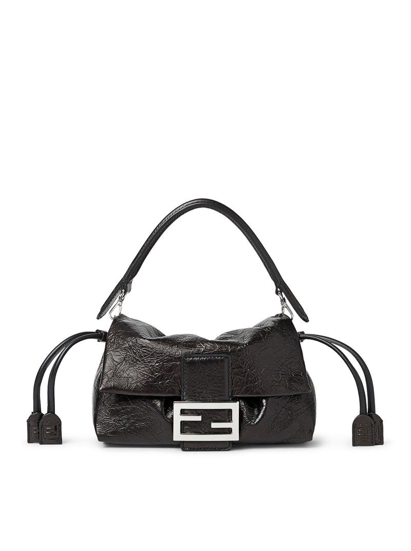 BLACK CRACKLED BAGUETTE® SOFT SMALL LEATHER BAG