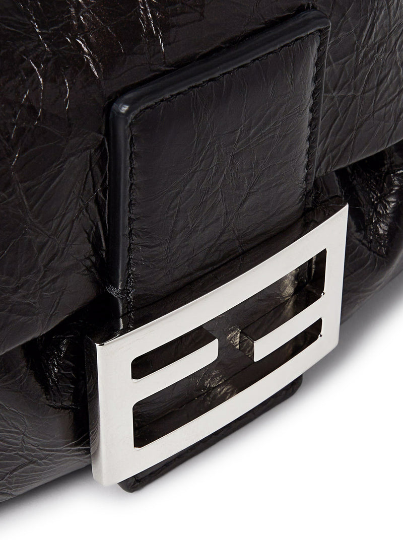 BLACK CRACKLED BAGUETTE® SOFT SMALL LEATHER BAG