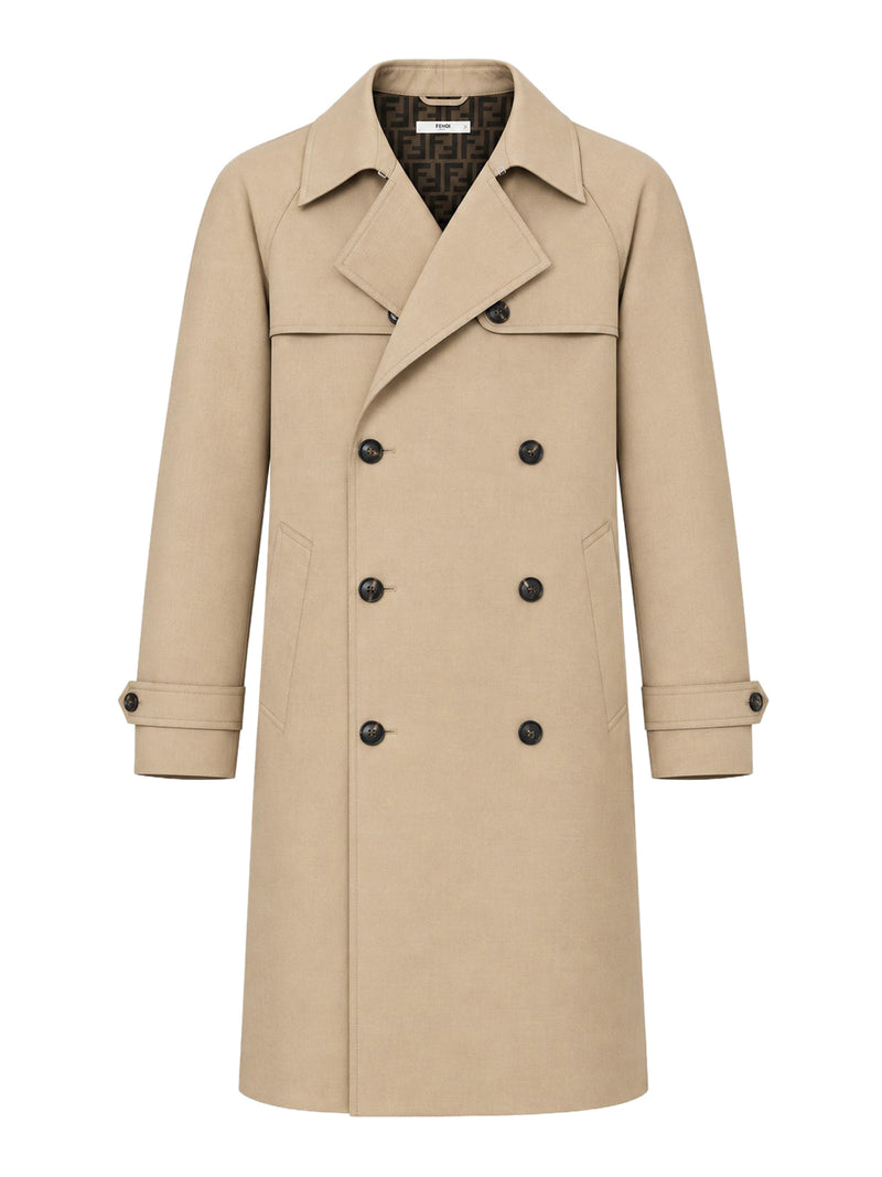 ROPE-COLORED MACKINTOSH FABRIC TRENCH COAT