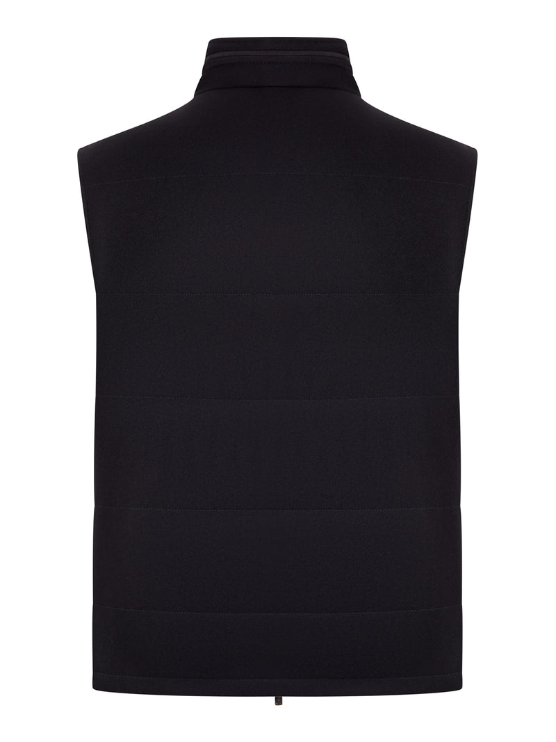 PADDED VEST WITH HIGH COLLAR AND ZIP IN LORO PIANA CASHMERE