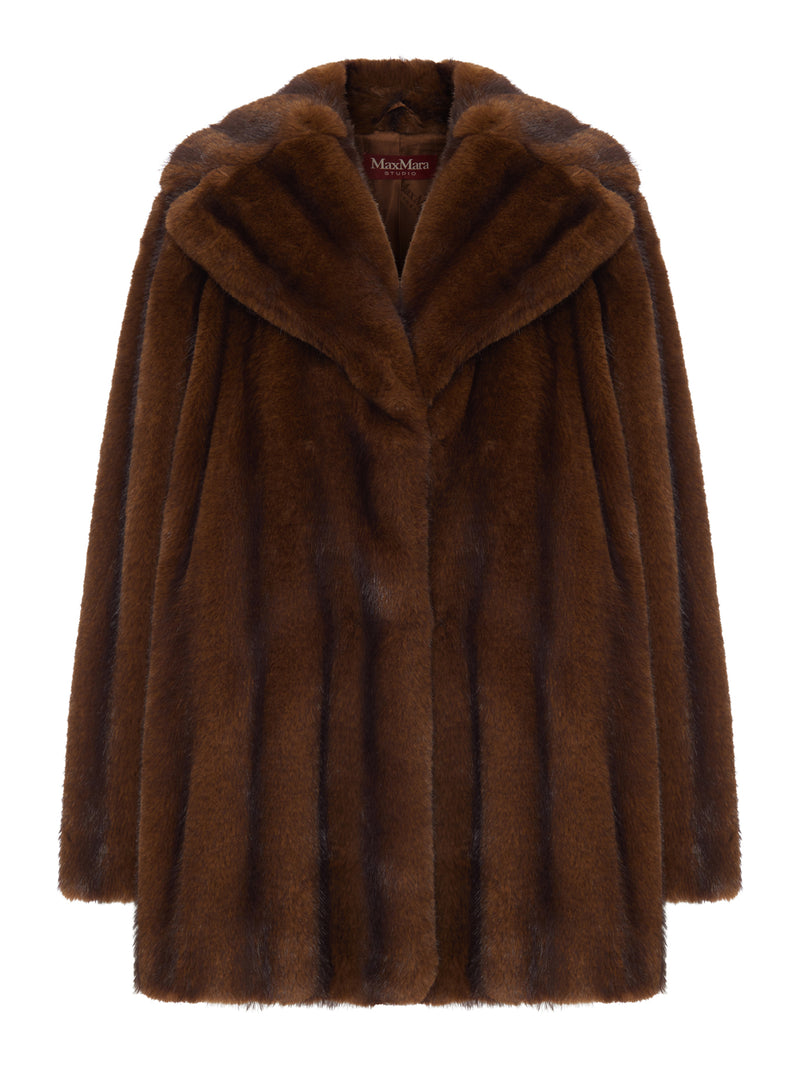 ECO FUR COAT WITH REVERS COLLAR