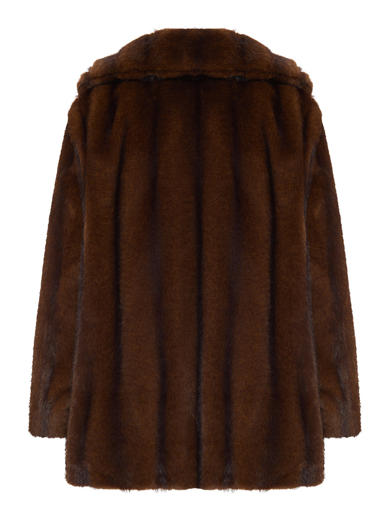 ECO FUR COAT WITH REVERS COLLAR