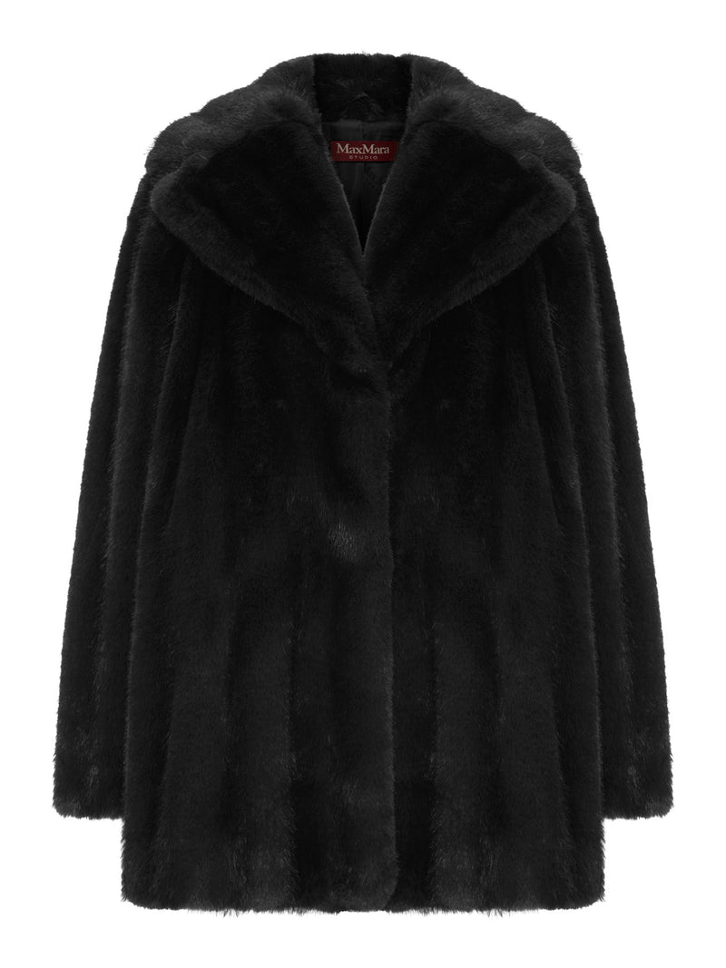 ECO FUR COAT WITH REVERS COLLAR