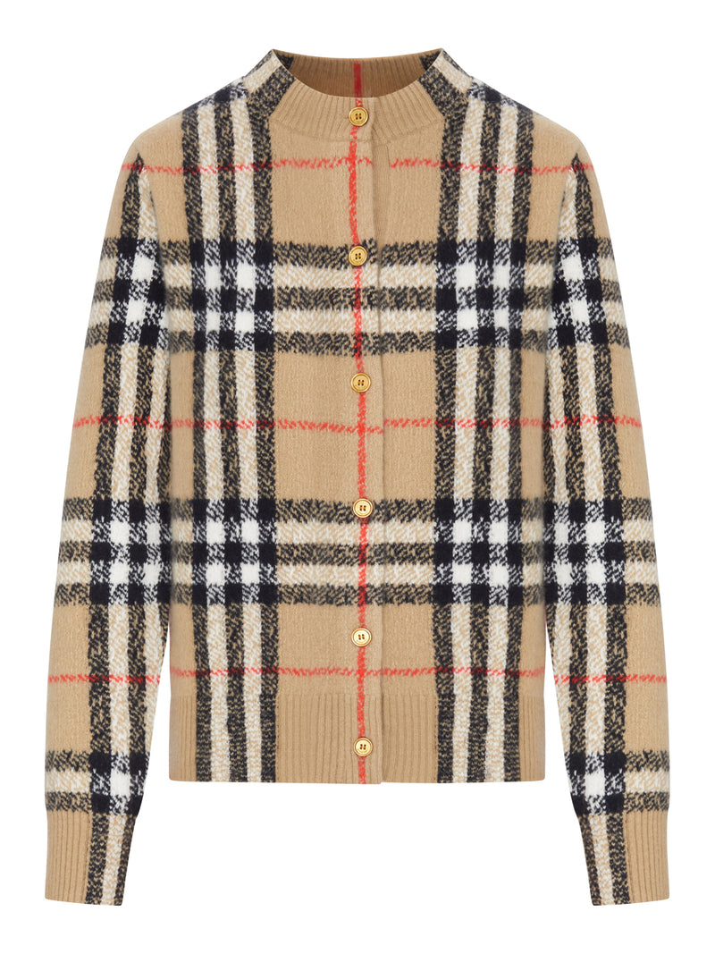 CHECK KNIT CARDIGAN WITH BUTTONS