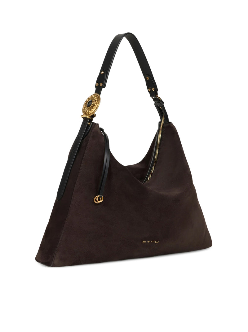 HOBO ROSETTE SUEDE BAG