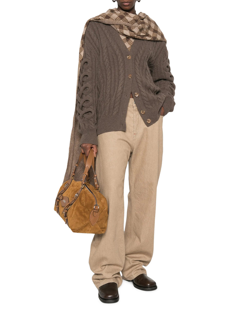 CABLE KNIT CARDIGAN WITH CURLY SLEEVES