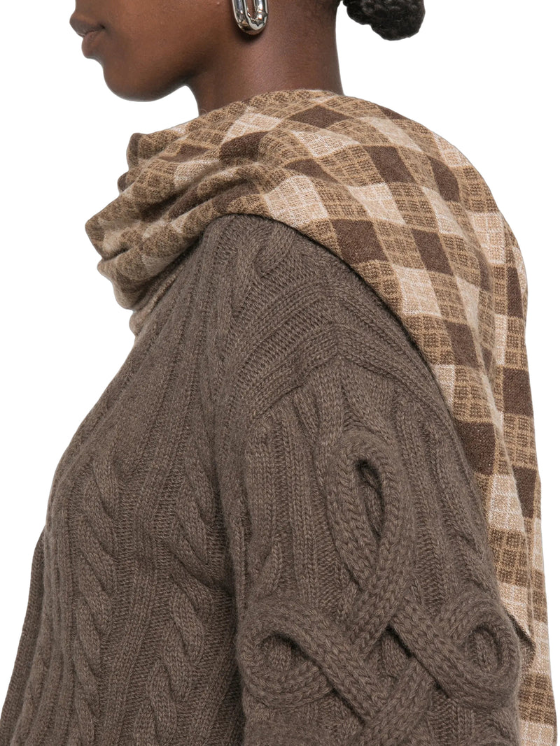 CABLE KNIT CARDIGAN WITH CURLY SLEEVES