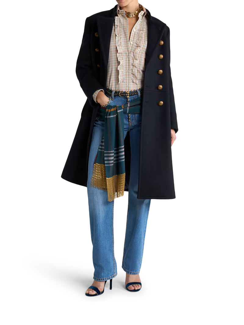 DOUBLE-BREASTED WOOL-BLEND COAT